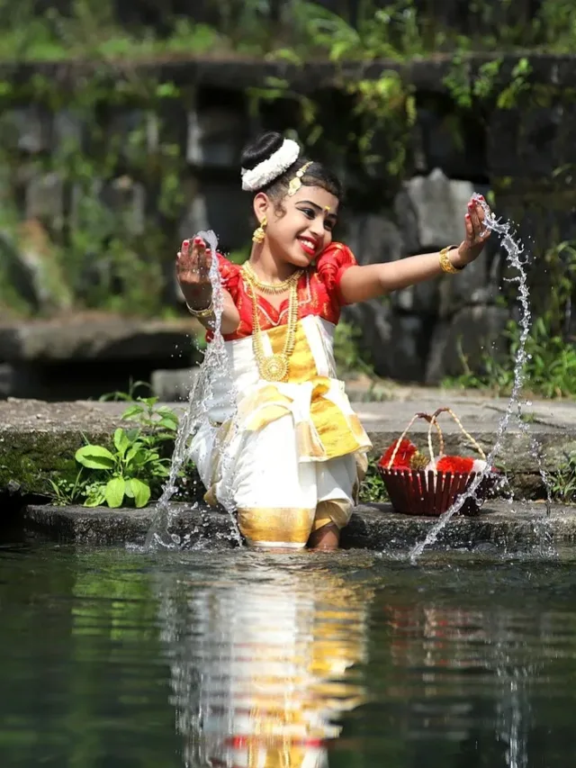 girl, river, indian-back water kerala