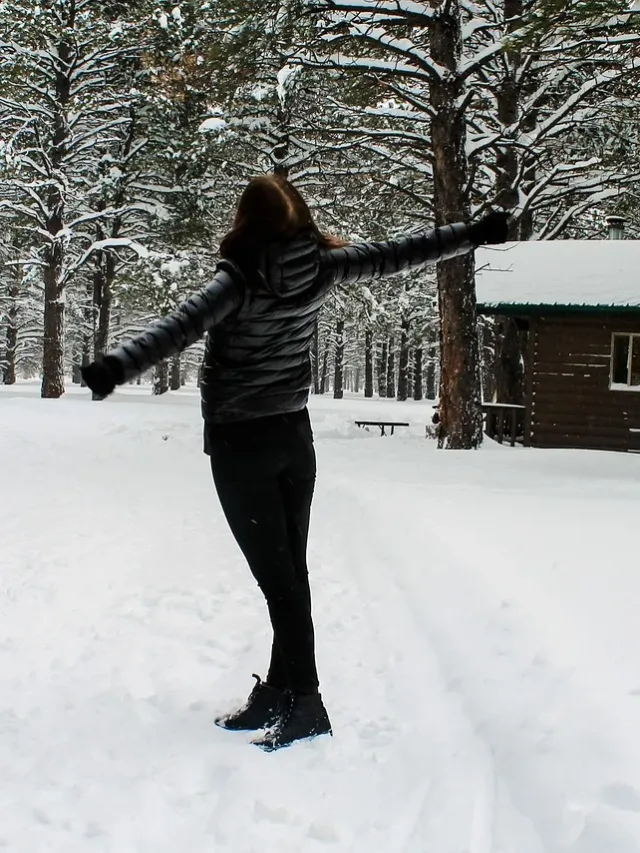 snow, forest, girl-snow fall in north india
